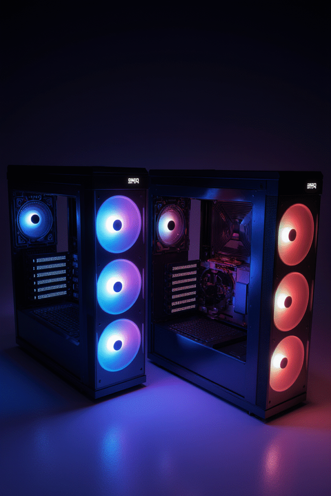 Comparação visual de builds de PC Gamer AMD Custo-Benefício e Avançado