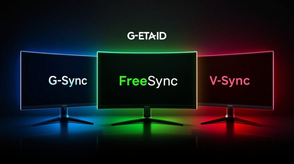 “Tabela comparativa entre G-Sync, FreeSync e V-Sync com foco em desempenho e latência”